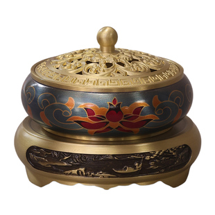 香炉纯铜家用室内供奉檀香沉香熏香炉小号檀香盘托香篆炉香薰炉子