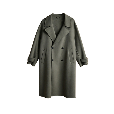 Tobefly100绵羊毛简约双面呢大衣