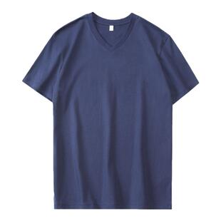 纯棉潮牌大码V领重磅简约短袖白t恤男百搭半袖男士体恤打底衫上衣