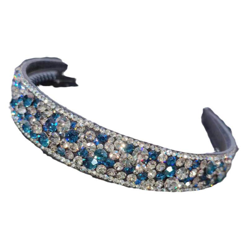 米龙原创设计捷克钻满钻超纤皮软底材质防滑齿压发宽边发箍发卡