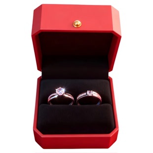 18-24#24-32#大号男女戒指结婚仿真一对求婚钻戒假对戒婚礼现场用