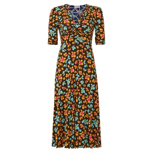 [双面穿]DVF2026春夏新款茶歇裙幻彩兰花弹力网纱连衣裙DS1U015