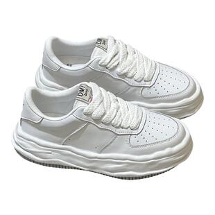 街拍厚底真皮小白鞋女ins潮2022学生百搭运动溶解鞋超火休闲板鞋