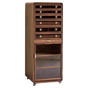 北美黑胡桃实木牙科柜茶杯茶具收纳现代轻奢落地文玩首饰放置柜