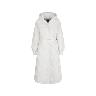 MARYLING玛俪琳冬季新品白色长款连帽羽绒服A1EHW98090