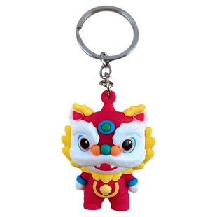 国潮醒狮钥匙扣2026年新款创意中国风狮头舞狮挂件儿童可爱包挂饰