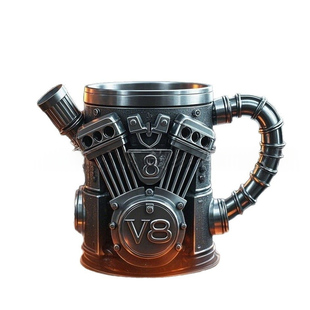 跨境新款发动机V8杯子摆件创意机械感马克杯摆件V6艺术杯树脂摆件