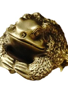 铜臻黄铜金蟾抱珠小摆件