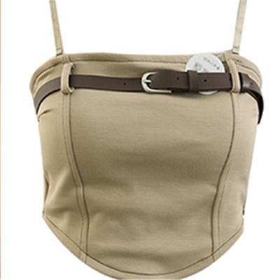 独特腰带樱黛纯工装风背心