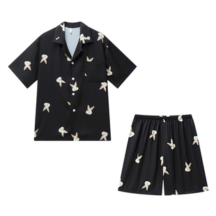 乐姿梦新款冰丝睡衣男款夏季凉感睡衣套装短袖高级感家居服可外穿