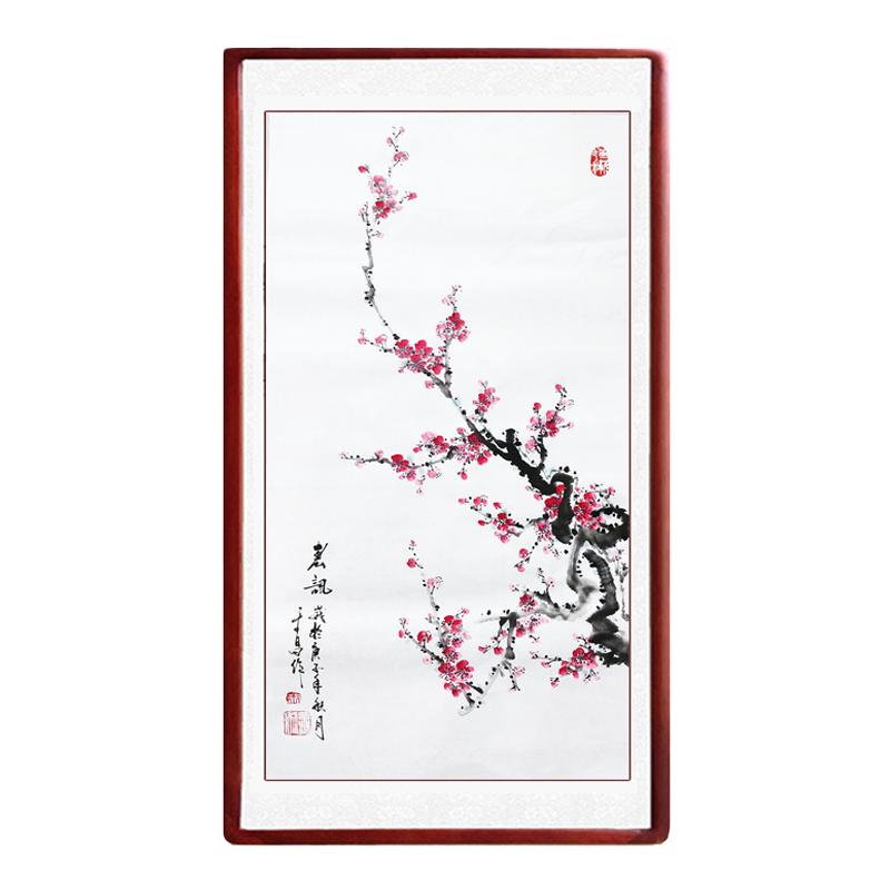 梅花实木装裱纯手绘真迹客厅国画