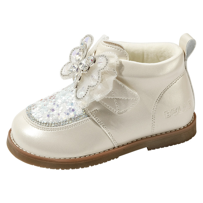 百丽女童冬季加绒时尚棉靴