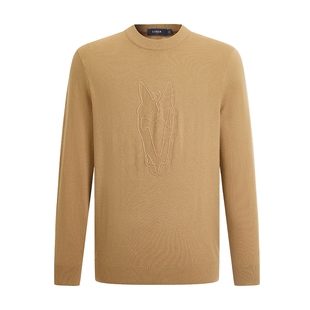 【含山羊绒】LONDA 伦德马秋冬新款男士圆领休闲长袖毛衣打底衫帅