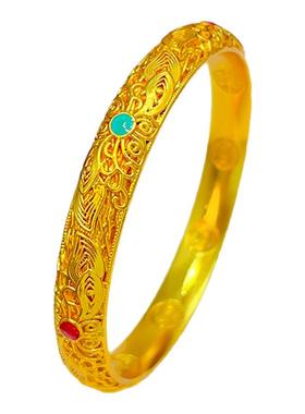 宫廷女沙金珐琅镂空花丝手镯