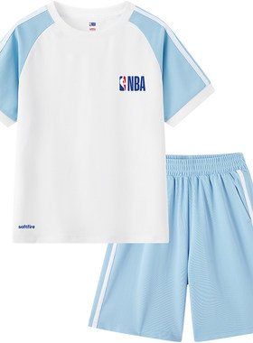 NBA联名童装夏季T恤短裤套装