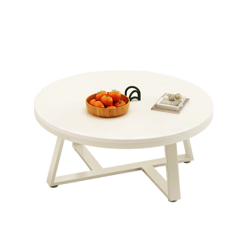 六秀岩板奶油风现代简约圆形茶几