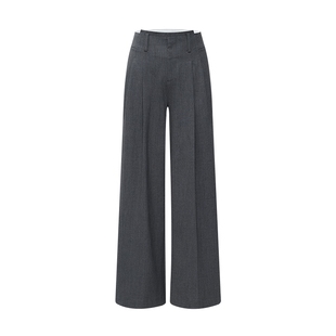 LILY2026春新款女装格雷系松弛感弹力休闲通勤垂感直筒阔腿裤西裤