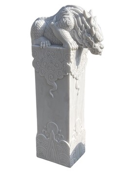 天然汉白玉石雕吸水兽摆件
