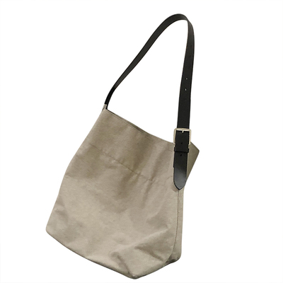 简着韩国麻料皮带帆布包小众