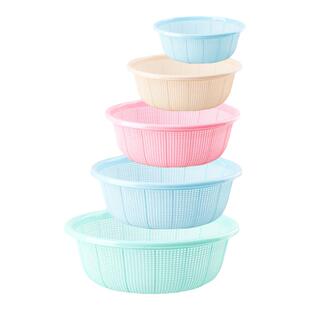塑料洗菜篮沥水篮子圆形家用餐具水果收纳篮滤水盆厨房淘米篮小孔