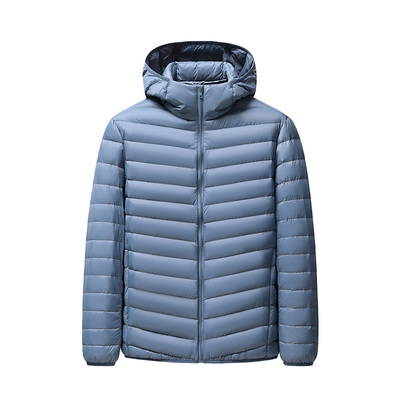 拉夏贝尔轻薄连帽羽绒服男生2025年新款时尚连帽百搭内搭鸭绒外套