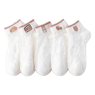 袜子女网红爆款短款潮百搭可爱小熊袜白色春夏季薄款低帮浅口船袜