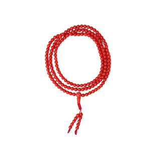 七宝缘天然珊瑚红色圆珠三圈手链女款多圈手串小众轻奢饰品高级感