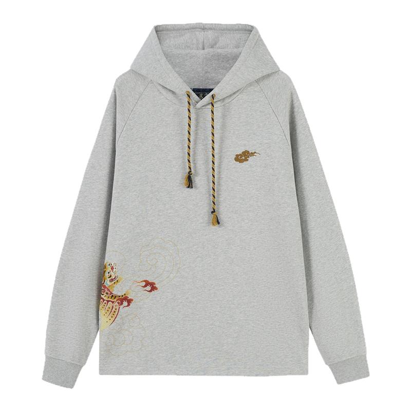 ONIARAI/鬼洗26秋新品泥棒蓝皮影山海异兽绣花连帽卫衣男 26NOB59