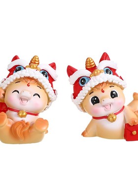 马年吉祥物国潮醒狮摆件创意可爱