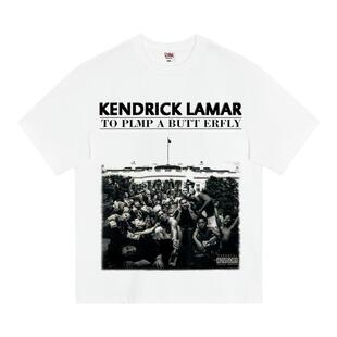 kendrick lamar 说唱嘻哈圆领重磅短袖宽松大码280克纯棉印花T恤