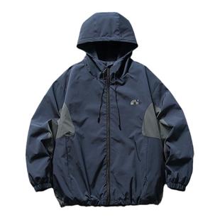 期望Studio春季拼接复古休闲潮流宽松山系防水户外连帽冲锋衣夹克