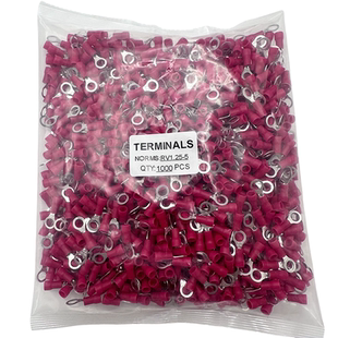 RV1.25-3.2/4/6/8欧式预绝缘冷压接线端子2/3.5-3/5圆形O型铜线耳