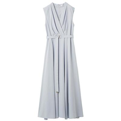 FRAY I.D2026春夏新品优雅简约V领褶皱无袖腰带连衣裙FWFO261087