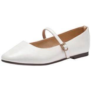 热风平底浅口单鞋女鞋2025年秋季新款女士方头晚晚风小皮鞋配裙子