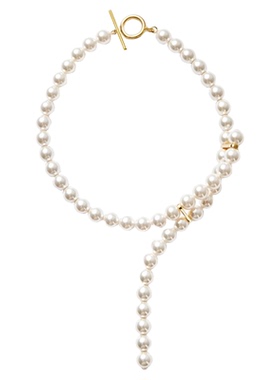 astudio纯银10mm珍珠Y形毛衣链