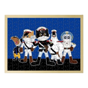 动画片黑猫警长经典语录拼图实木相框桌面摆件送朋友生日礼物益智