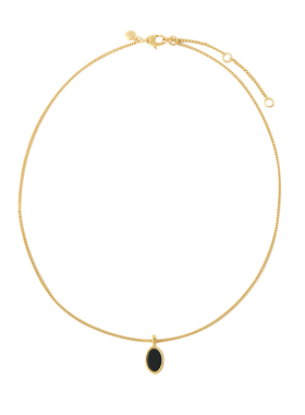铜镀金黑色石头吊坠法式复古项链