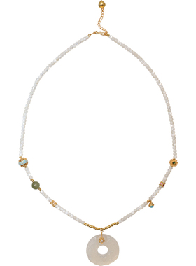 方糖家原创玉髓平安扣贝母项链