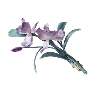 SORO苏绒【紫兰凝露】原创设计非遗绒花发夹国风精致头饰边夹侧边