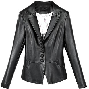 2025春秋新款海宁真皮皮衣女修身显瘦小西装皮夹克短款西服皮外套