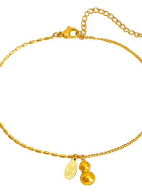 钛钢不褪色金色招财葫芦项链