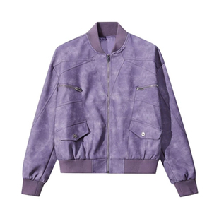 NECOYEP 2025春秋美式复古麂皮绒高街夹克男女宽松潮流棒球服外套