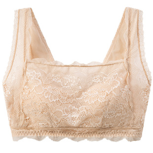 有致抹胸式内衣女薄款大胸显小无钢圈蕾丝背心裹胸防滑防走光文胸