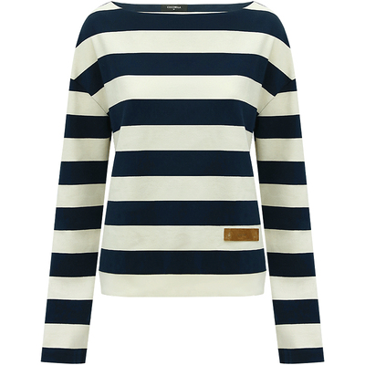 COCOBELLA条纹一字领T恤