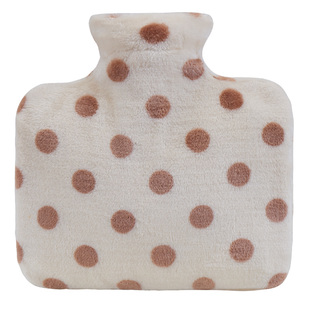 泊斯尔中号双插手热水袋绒布加厚粉红暖水袋冲水波点小清新暖宫