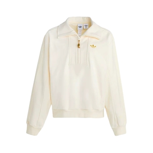 阿迪达斯三叶草新年款卫衣26新款女慵懒风半开襟运动套头衫KT0725