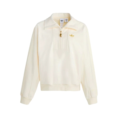 阿迪达斯三叶草新年款卫衣26新款女慵懒风半开襟运动套头衫KT0725