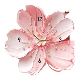 奶油风餐厅挂钟装饰画北欧花卉客厅玄关挂画高级感餐桌背景墙壁画