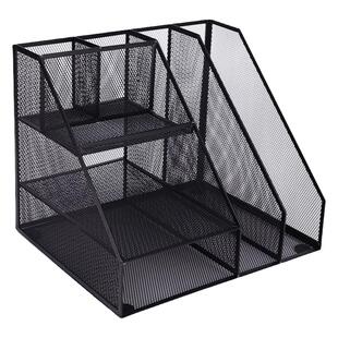 得力桌面收纳架金属文件架79075桌面文件框办公桌置物架资料架桌上书立置物架文件篮办公文件夹书架办公用品