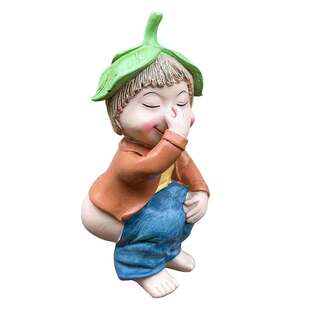 拉臭臭小男孩公仔家居阳台趣味摆件花盆电视柜橱窗茶几有趣装饰品